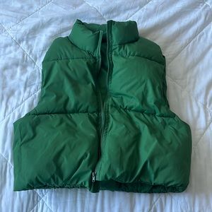 green puffer vest